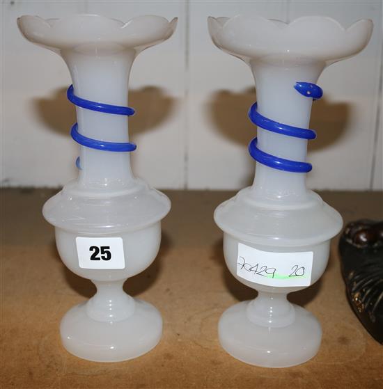 Pair opaline glass vases